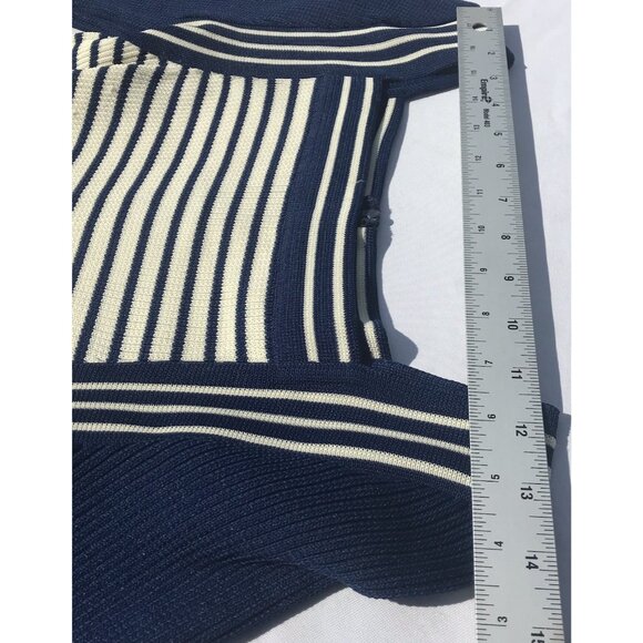 Vtg 60s 70s Giamo Knits Mod Navy Blue Striped Knit Maxi Sailor Sweater Dress USA - Picture 10 of 16